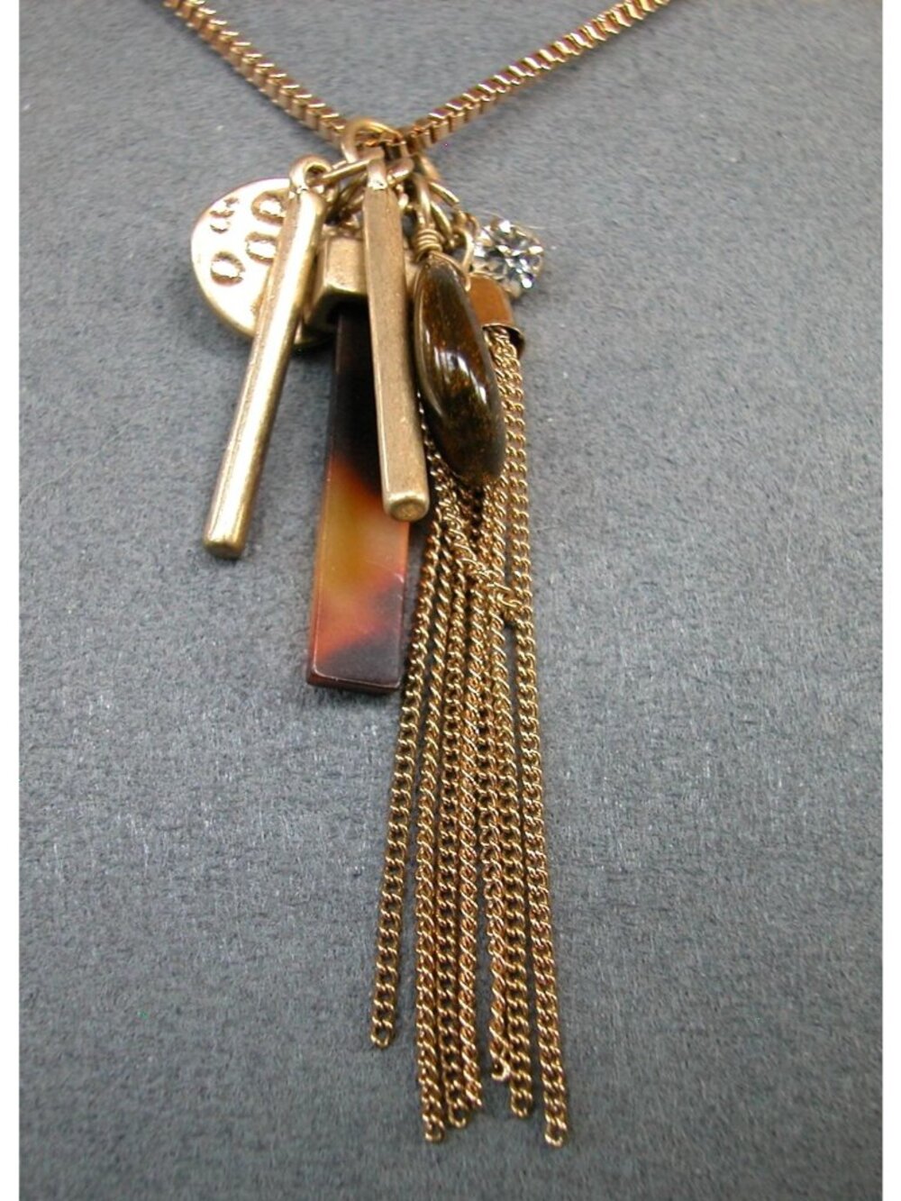 J.Crew Gold-Tone Multi-Charm Tassel Necklace - Picture 1 of 3